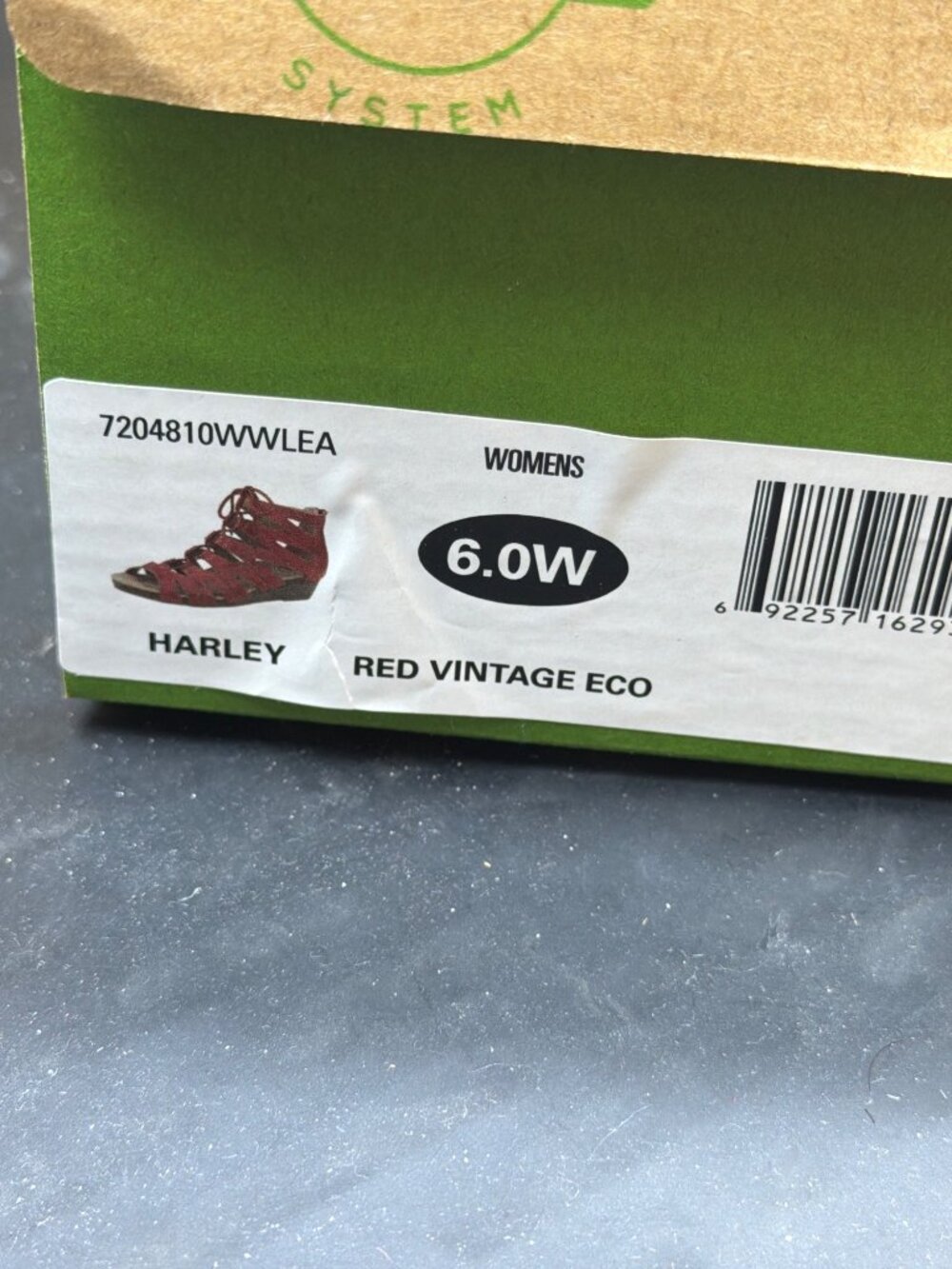 NIB Earth Origins Womens 6 W Wide Harley Red Vintage Leather Gladiator Sandals - Picture 2 of 9